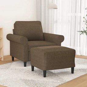 vidaXL Poltrona com apoio de pés 60 cm tecido castanho