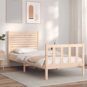 vidaXL Estrutura cama de solteiro c/ cabeceira madeira maciça