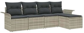 Conjunto de Sofá de Jardim vidaXL 5 Peças com Almofadas Cinza Claro Ra