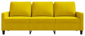 Sofá de 3 lugares 180 cm veludo amarelo