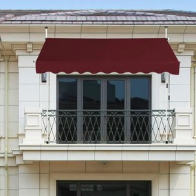Toldo Telescópico e Retrátil 250 cm Resistente aos Raios UV Impermeável com Manivela Altura Regulável para Janela Varanda Jardim Vermelho