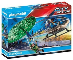 Playset City Action Police Helicopter: Parachute Chase Playmobil 70569 (19 Pcs)