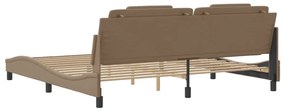 Estrutura cama c/ luzes LED 200x200 cm couro artif. cappuccino
