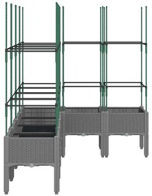 Vaso/floreira jardim c/ treliça 160x120x142,5 cm PP cinza-claro