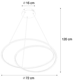 Candeeiro suspenso design dourado 72 cm, incluindo LED regulável em 3 etapas - Rowan Design