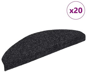 vidaXL Tapetes de escada autoadesivos 20 pcs 65x21x4 cm preto
