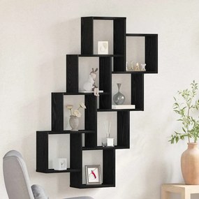 Armário de Parede vidaXL Carvalho Preto 90x15x119,5 cm Madeira de Engenharia