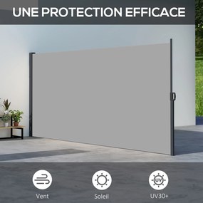 Toldo lateral com proteção contra olhares indiscretos, retrátil, dimensões: 3 m (L) x 1,8 m (A), em alumínio. Poliéster anti-UV de alta densidade, 180