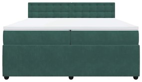 Cama com molas/colchão 200x200 cm veludo verde-escuro
