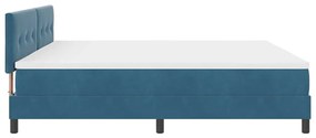 Cama Box com Colchão e LED Azul Escuro 200x200 cm Veludo