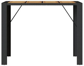 Mesa de bar para jardim com tampo em acácia vime PE preto