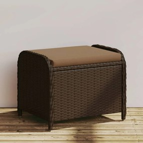vidaXL Banco de jardim com almofadão 58x46x46 cm vime PE castanho