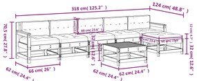 7 pcs conjunto lounge jardim c/ almofadões madeira maciça cinza