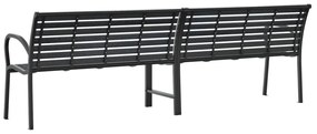 Banco de jardim duplo 231 cm aço e WPC preto