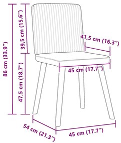 Cadeiras de jantar 2 pcs tecido cinzento-claro