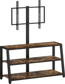HOMCOM Móvel para TV com suporte para televisores de 81-178 cm, prateleiras abertas, ângulo ajustável 35°, 108x41x135cm, castanho | Aosom Portugal