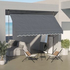 Toldo Manual Retrátil com Manivela 350x120x210-300 cm com Altura Ajustável Impermeável para Jardim Varanda Cinza Escuro