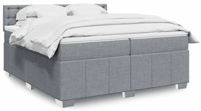 Cama com molas/colchão 200x200 cm tecido cinza-claro