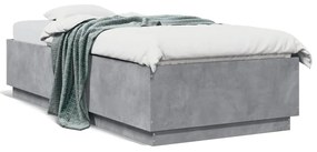 Estrutura de cama c/ luzes LED derivados madeira cinza cimento