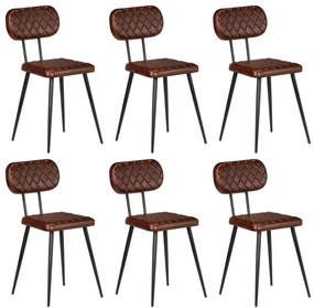 vidaXL Cadeiras de jantar 6 pcs couro genuíno castanho
