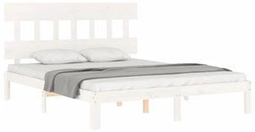 Estrutura de cama com cabeceira 160x200 cm madeira maciça