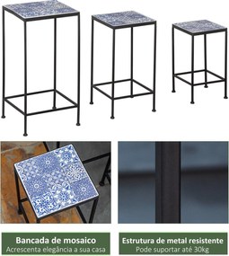 Suporte para Vasos de Metal 3 Peças Empilháveis Suporte para Plantas c