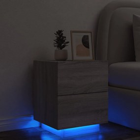 Mesa cabeceira c/ luzes LED derivados madeira cinzento sonoma