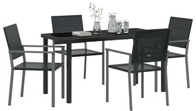 Conjunto de Jantar de Jardim 5 Peças Preto em Rattan Sintético