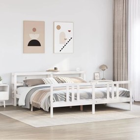 Estrutura de cama c/ cabeceira sem colchão 200x200 cm branco