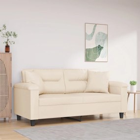 Sofá 2 lugares c/ almofadas 140 cm microfibra bege