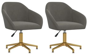 vidaXL Cadeira de jantar giratória 2 pcs veludo cinzento-escuro