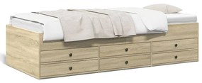 vidaXL Sofá-cama com gavetas sem colchão 75x190 cm carvalho sonoma