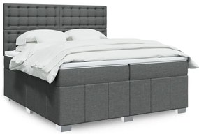 Cama com molas/colchão 200x200 cm tecido cinzento-escuro