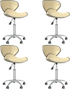 vidaXL Cadeiras de jantar giratórias 4 pcs couro art. creme