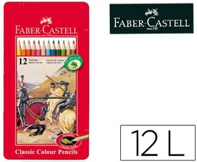 Lápis de Cor Faber-Castell Caixa Metálica de 12 Cores Sortidas