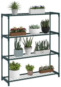 Outsunny Suporte para Plantas Suporte para Vasos de Plantas de 4 Níveis com Estrutura de Aço 89x28x107 cm Verde Escuro | Aosom Portugal