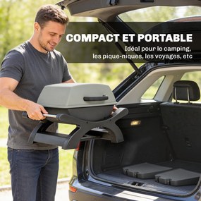 Grelhador elétrico de exterior de 2300 W, churrasqueira de mesa portátil com grelhas esmaltadas e prateleiras laterais, preta