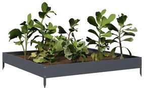Canteiro elevado de jardim 100x100x18,5 cm aço antracite