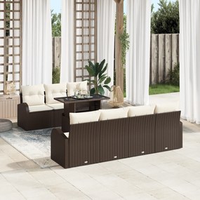 Conjunto de Sofá vidaXL de 8 Peças com Almofadas Castanho Polirattan,