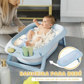 AIYAPLAY Banheira Dobrável para Bebé com Suporte Banheira Recém Nascid