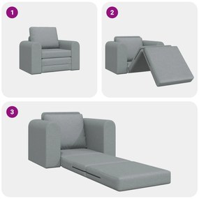 Sofá Cama 2-em-1 Cinza Claro 98x71x83 cm Tecido