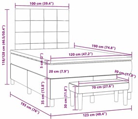 Cama boxspring com colchão 120x190 cm tecido castanho-escuro