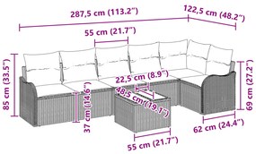 Conjunto de Sofá de Jardim 6 Peças com Almofadas Preto Vime Resistente