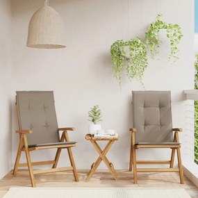 vidaXL Cadeiras de jardim reclináveis c/ almofadões 2 pcs teca maciça