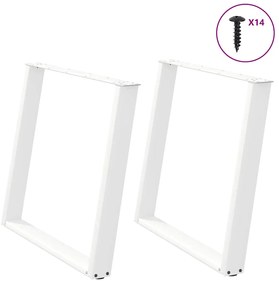 Pés de mesa de jantar em forma de U, 2 peças, branco, 90x (72-73) cm,