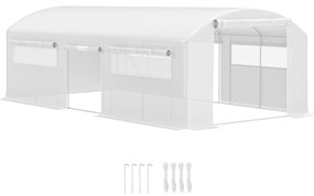 Outsunny Estufa tipo Túnel 6x3x2 m Estufa de Exterior com 4 Janelas de Malha Cobertura de PE Anti UV e 3 Portas Enroláveis Branco | Aosom Portugal