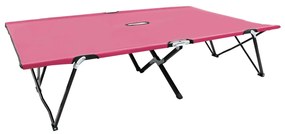 vidaXL Espreguiçadeira/cama dobrável para 2 pessoas aço cor-de-rosa