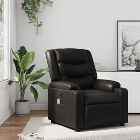 vidaXL Poltrona de massagens reclinável couro artificial preto
