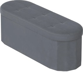 Banco com espaço de arrumação 38 x 110 x 38 cm, caixa de arrumação, banco dobrável cinzento