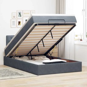 vidaXL Cama otomana com colchão 120x190 cm veludo cinzento-escuro